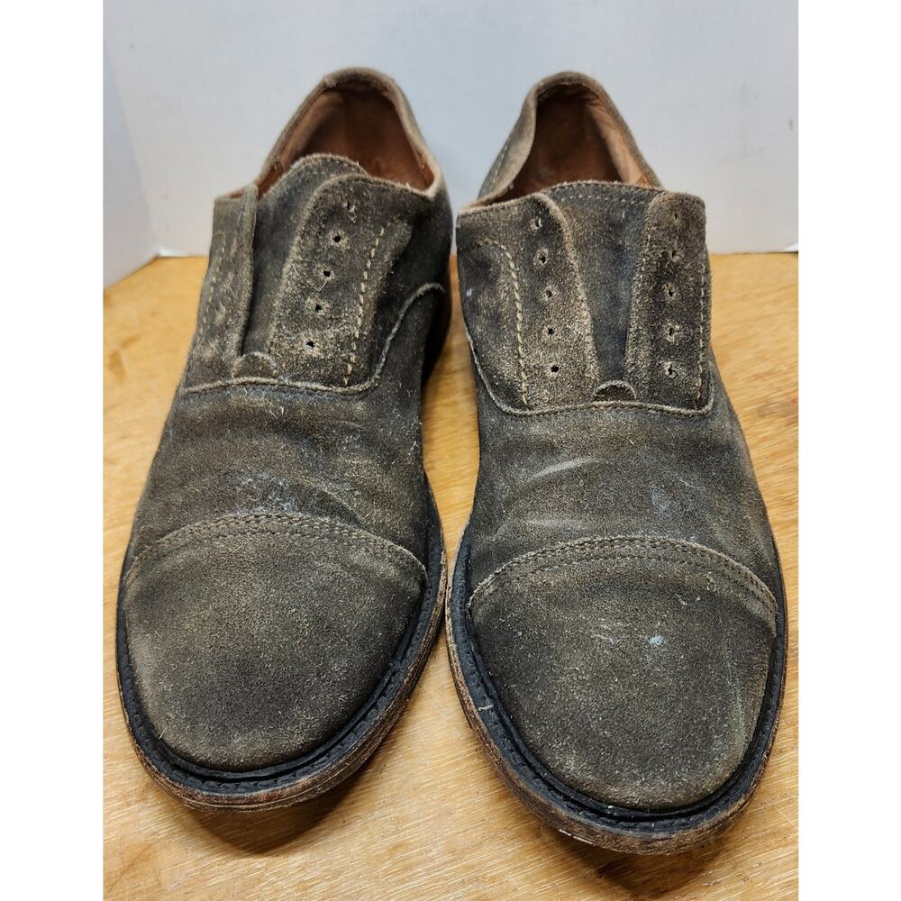 Frye Shoes Suede Paul Bal Brown Oxford Mens slip on Cap Toe size 8.5D